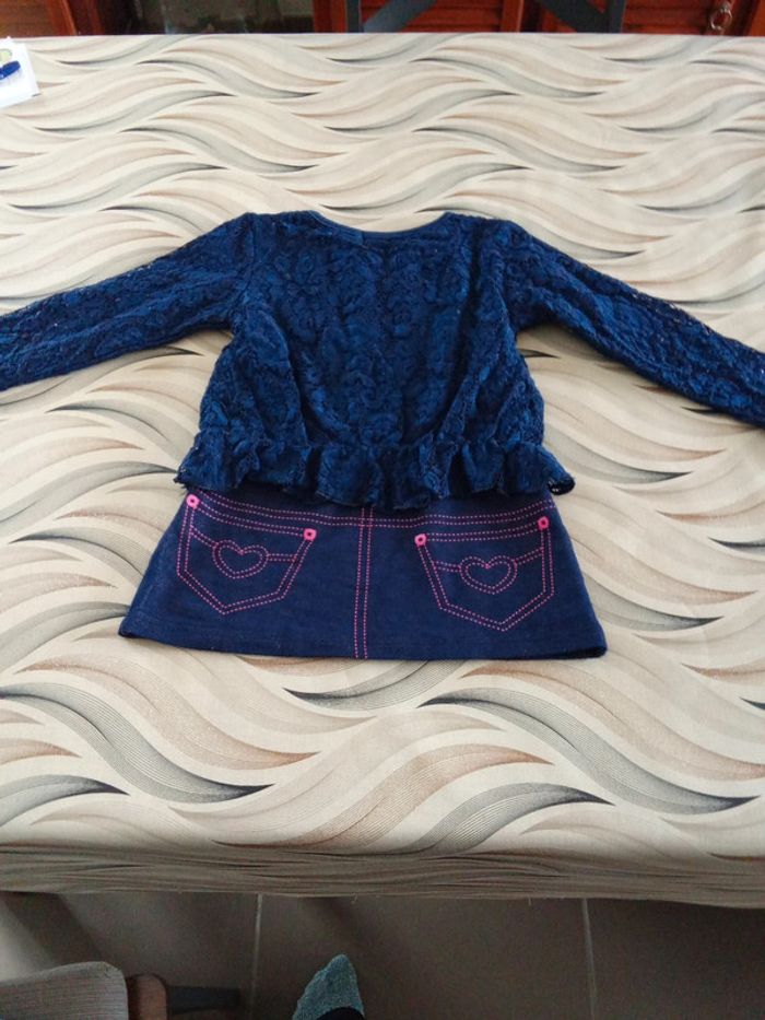 Robe tunique style jeans et dentelle 4 ans Shialy - photo numéro 5