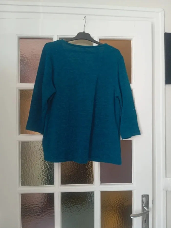 Pull fin turquoise t 3 - photo numéro 3
