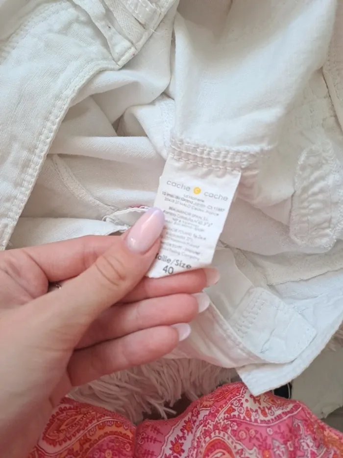 Pantalon blanc en lin et coton - T40- cache cache - photo numéro 9