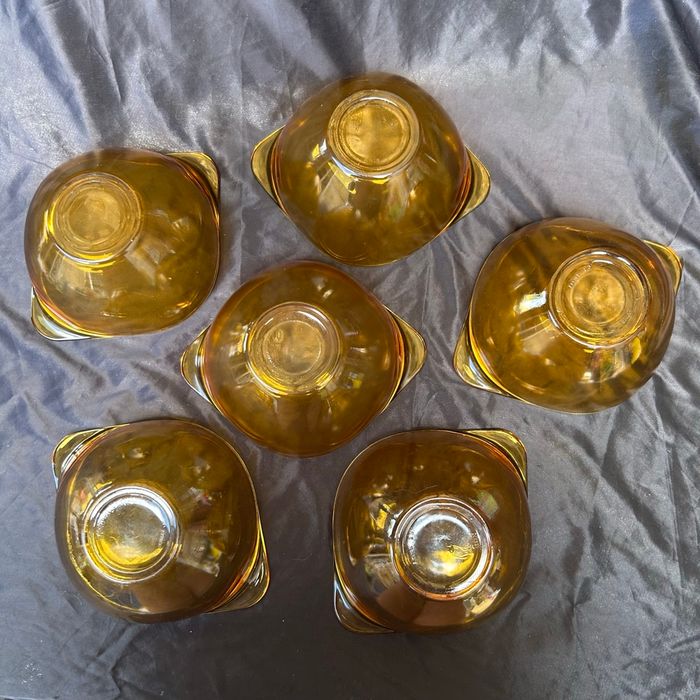 6 bols à oreilles Vereco ambre neufs - photo numéro 5