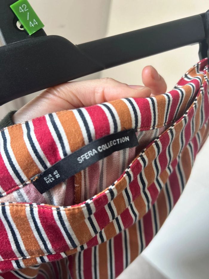 Pantalon large rouge orange à rayures taille 40 - photo numéro 4