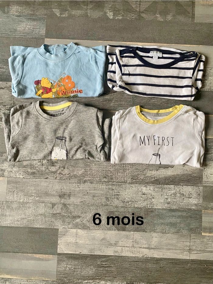 Lot de 4 tee-shirts a manches longues 6 mois