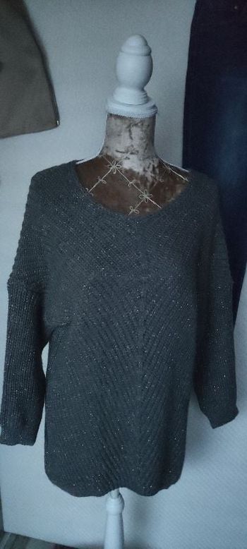 Pull gris effet pailleté
