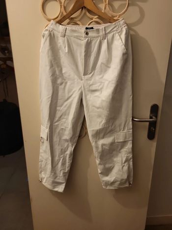 Pantalon simi cuir blanc