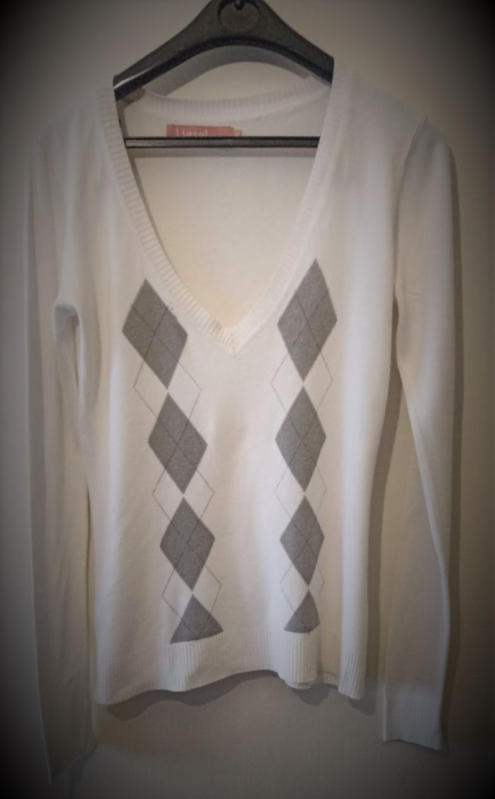 Pull Col V Argyle Élégant - Liesel by Lei - photo numéro 6