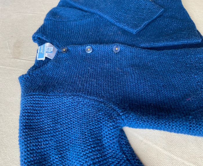 Gilet bleu roi Jacadi 12 mois avec laine - photo numéro 2