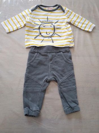 Tee-shirt Bonjour rayé 3 mois