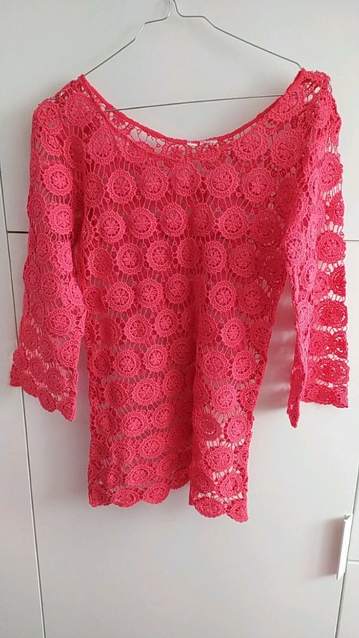 Top crochet rose S