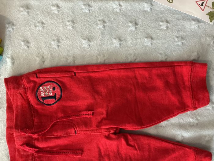 pantalon de jogging rouge taille élastique et lien de serrage 6 mois orchestra - photo numéro 5