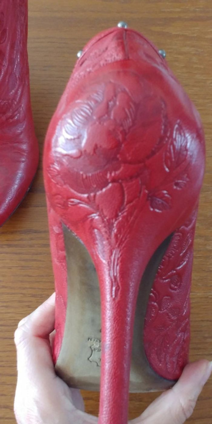 Magnifiques bottines Diesel en cuir rouge - photo numéro 6
