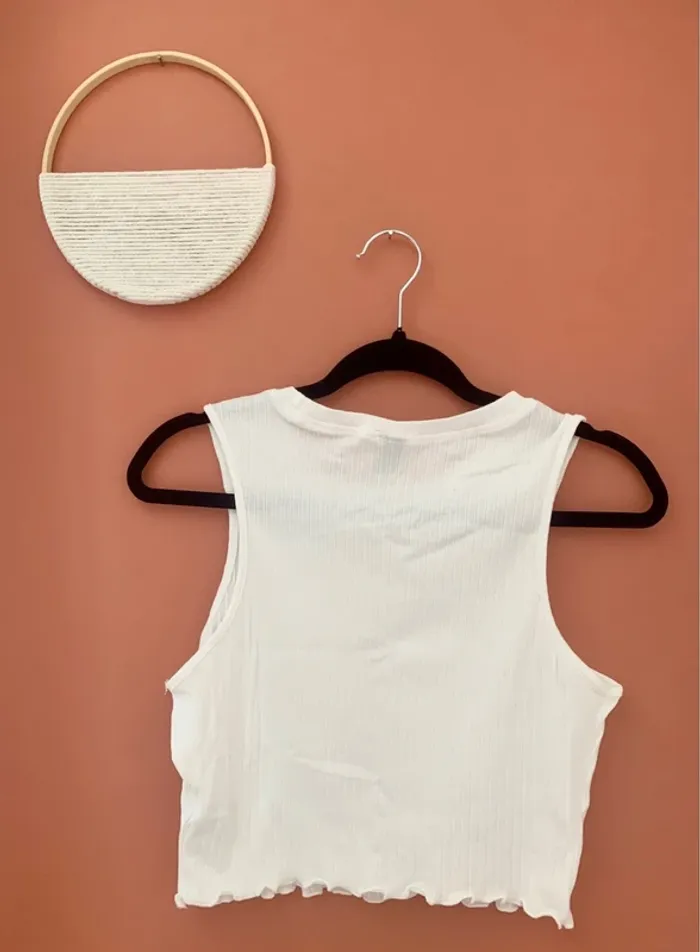 🤍 Crop top blanc côtelé – Shein – Taille 38 (M) - photo numéro 2