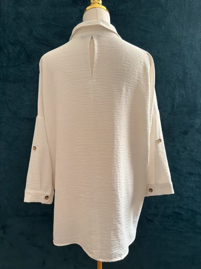 Chemise blanche texturée oversize à boutons effet corne – Busem, taille S - photo numéro 4