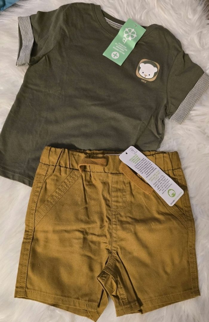 Neufs (non portés) 🏷🏷😍💙 ensemble teeshirt mc et short 18mois garçon 💙😍🤩