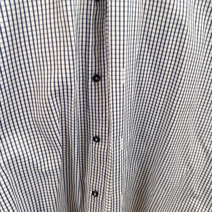 Chemise à carreaux bleu marine et blanc Ugo Pellegrini col classique taille 43/44 A1299 - photo numéro 4
