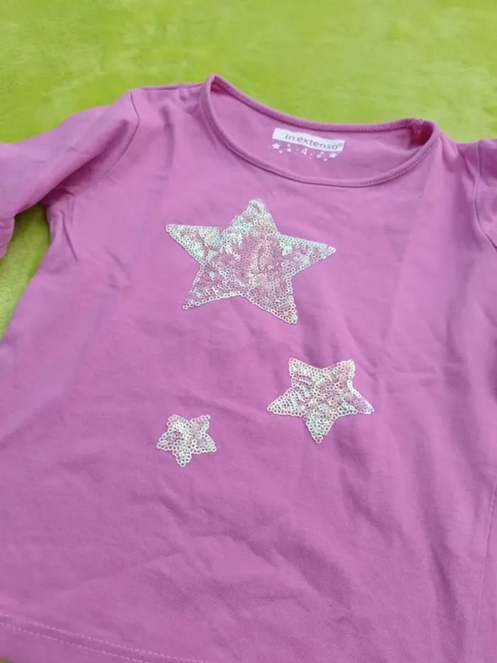 Tee-shirt rose ML taille 4 ans - photo numéro 2