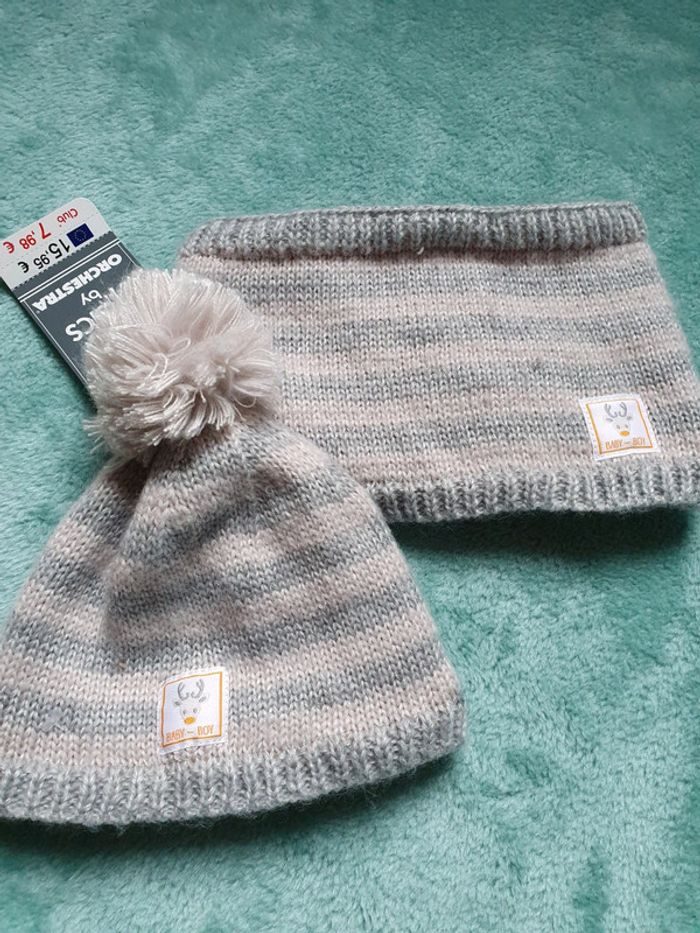 Ensemble bonnet+snood neuf47 cm - photo numéro 2