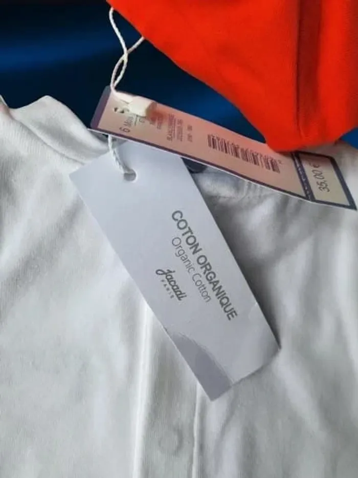 Lot de 2 bodys neufs Jacadi Paris blanc et orange 6 mois - photo numéro 5