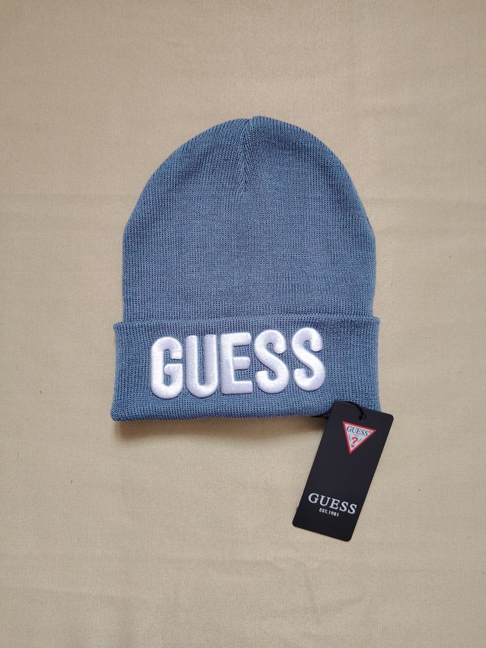 Bonnet GUESS neuf avec étiquette - Bleu Chiné - Taille XS