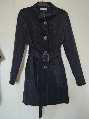 Veste longue en velours noir Wallis