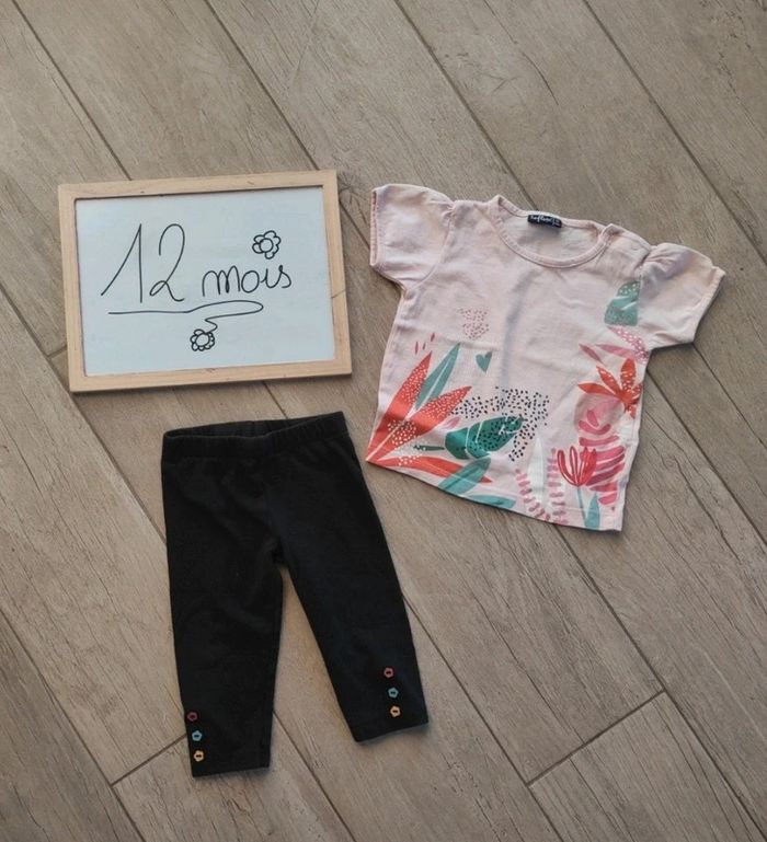Ensemble fille 12 mois legging et t-shirt rose
