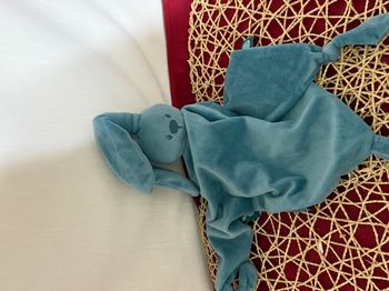 Doudou plat lapin NATTOU Lapidou vert bleu maxi doudou losange 65 cm