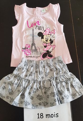 Ensemble t-shirt et jupe Minnie Disney 18 mois