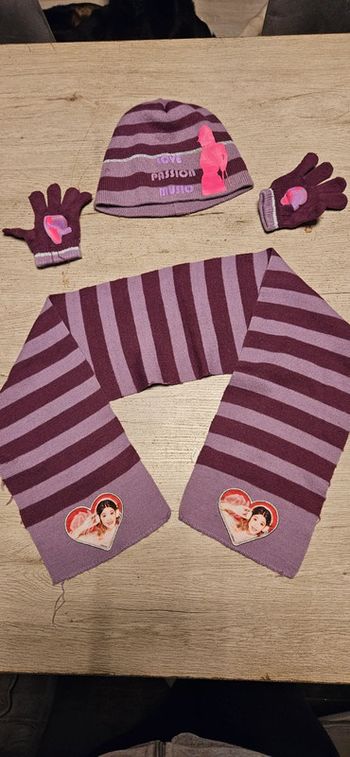 Ensemble écharpe/bonnet/gants pour fille, taille de 4 à 8 ans