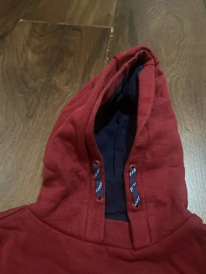 Sweat pull à capuche garcon en coton bordeaux motif tigre sergent major 3 ans - photo numéro 4
