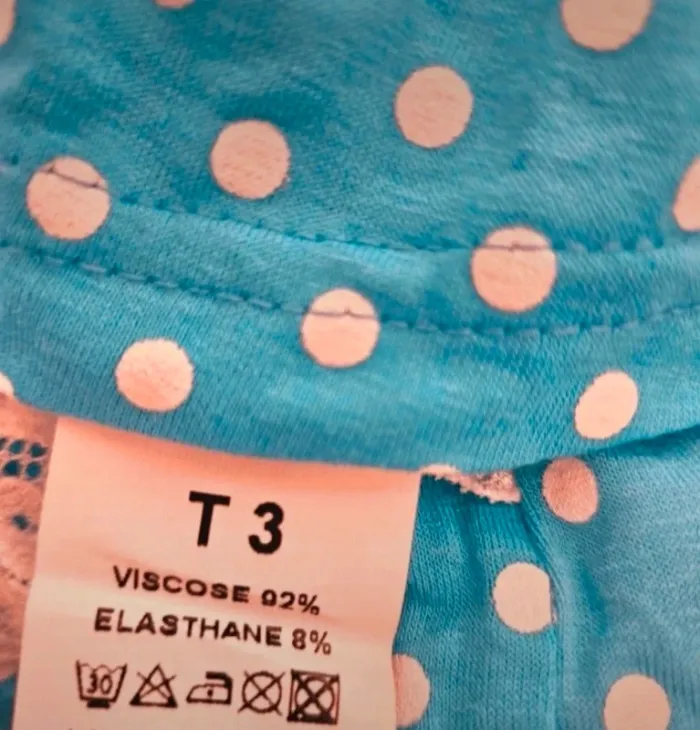 Haut turquoise blanc Miss Lucci Taille 3 (38/40) Neuf - photo numéro 6