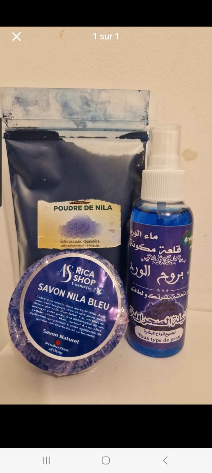 Savon ,poudre et eau de rose nila