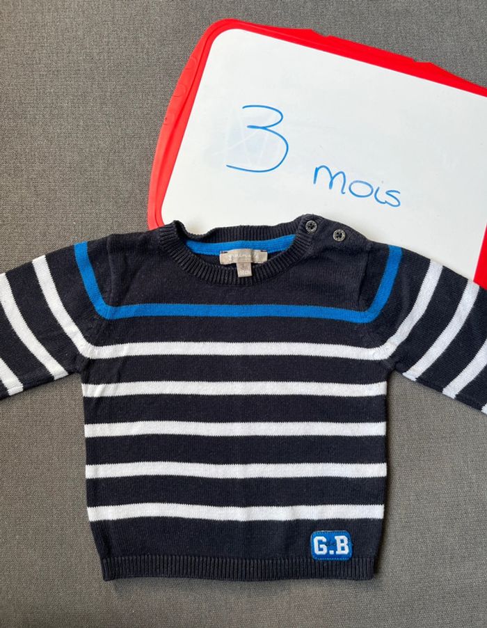 Pull fin grain de blé taille 3 mois
