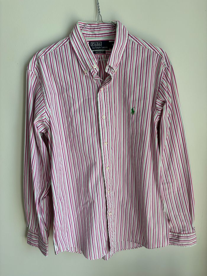 Chemise Ralph Lauren taille M blanche/verte/rose - photo numéro 5