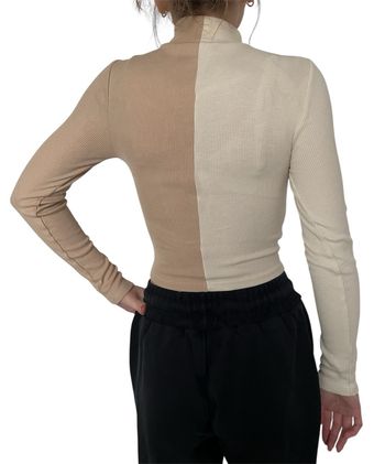 Pull croptop Jennyfer XS marron et crème 