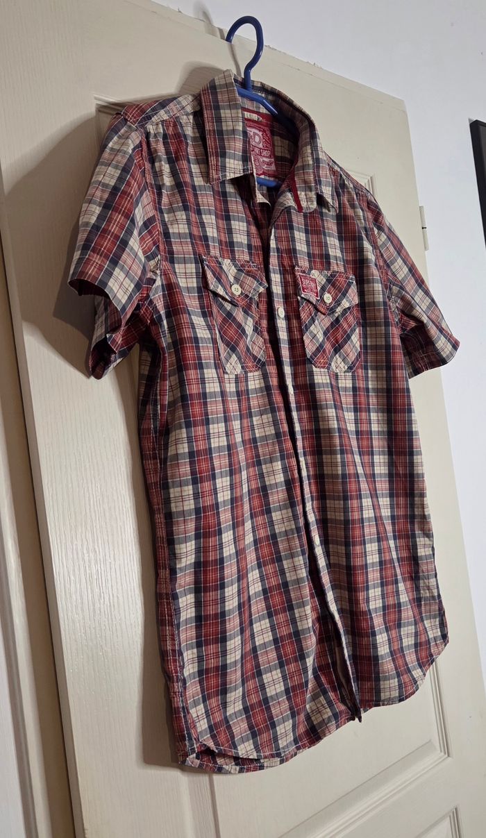 Chemise Superdry Shirt Shop L – 100% coton – Carreaux rouge marine beige – Neuve sans étiquette !o - photo numéro 9