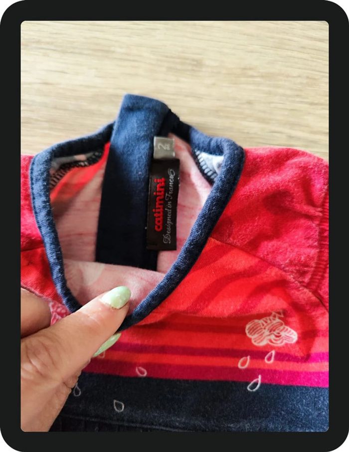 Robe bleu marine à fleurs Catimini 24 mois - photo numéro 2