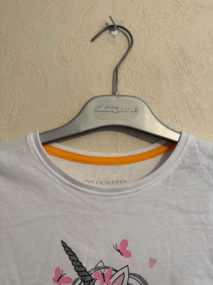 T-shirt blanc en coton manches longues imprimée à licorne fille 7-8 ans - photo numéro 5