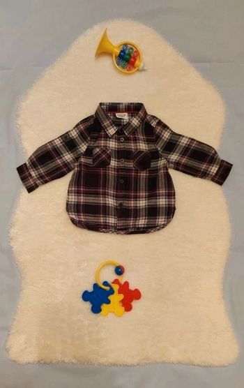 Chemise manches longues à carreaux style Camionneurs / Bûcherons T. 6 mois TAO 💮100% Coton