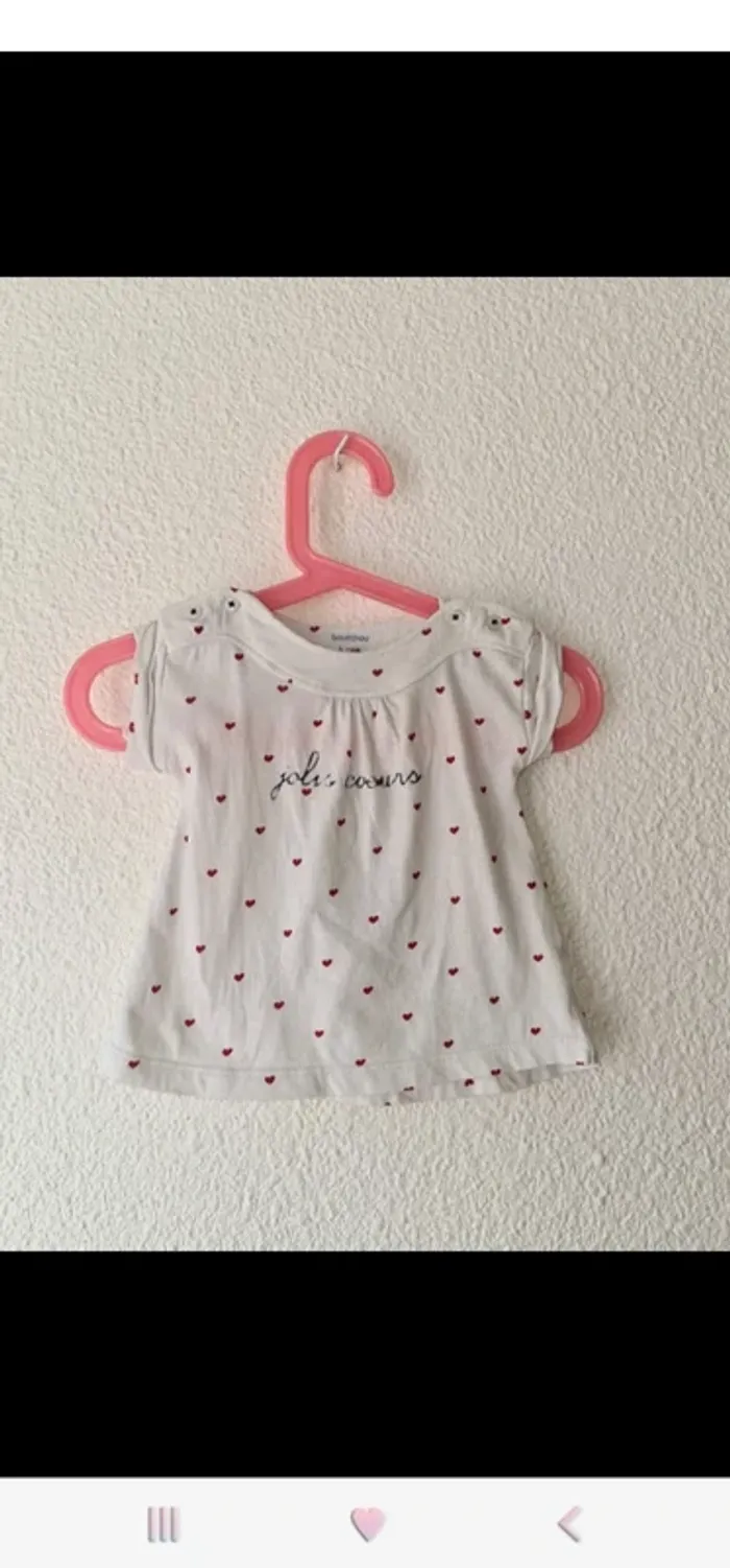 tee-shirt blanc avec cœur Bout'chou