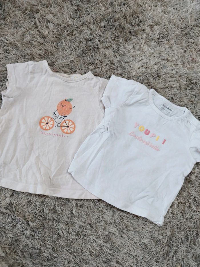 Lot de deux t-shirt manches courtes été fille 6 mois