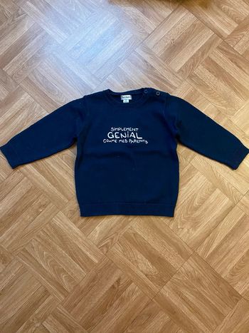 Pull à col rond bleu taille 18 mois Pat & Ripaton
