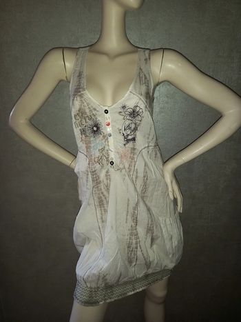 robe boule blanche et grise desigual taille 38