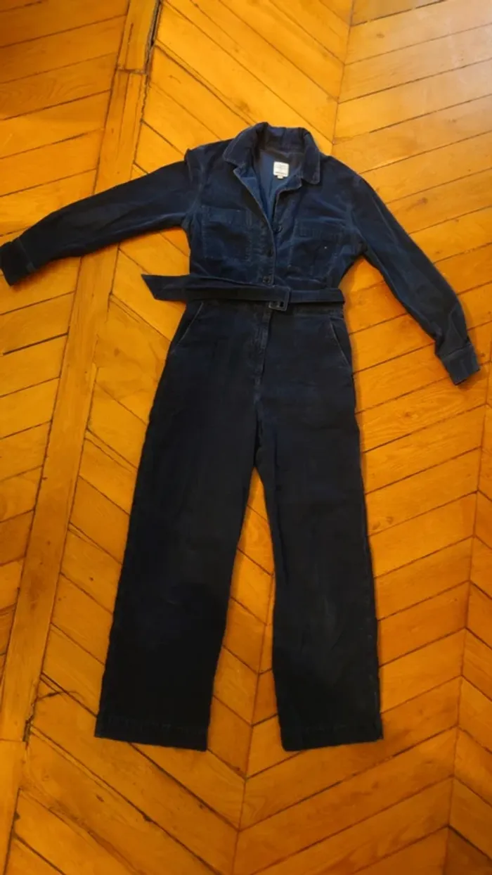 Combinaison hiver pantalon Bensimon T.36 – Bleu marine velours côtelé, chic et confortable - photo numéro 2