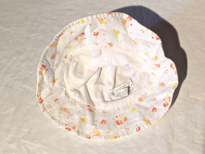 Chapeau Bob Blanc Flot Ruban Rose Motif Floral Fleurs Flore Vêtement Accessoire Petits Enfants Bébés - photo numéro 7