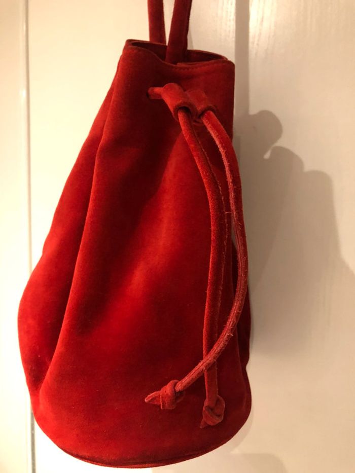 Sac rouge baluchon cuir - photo numéro 6