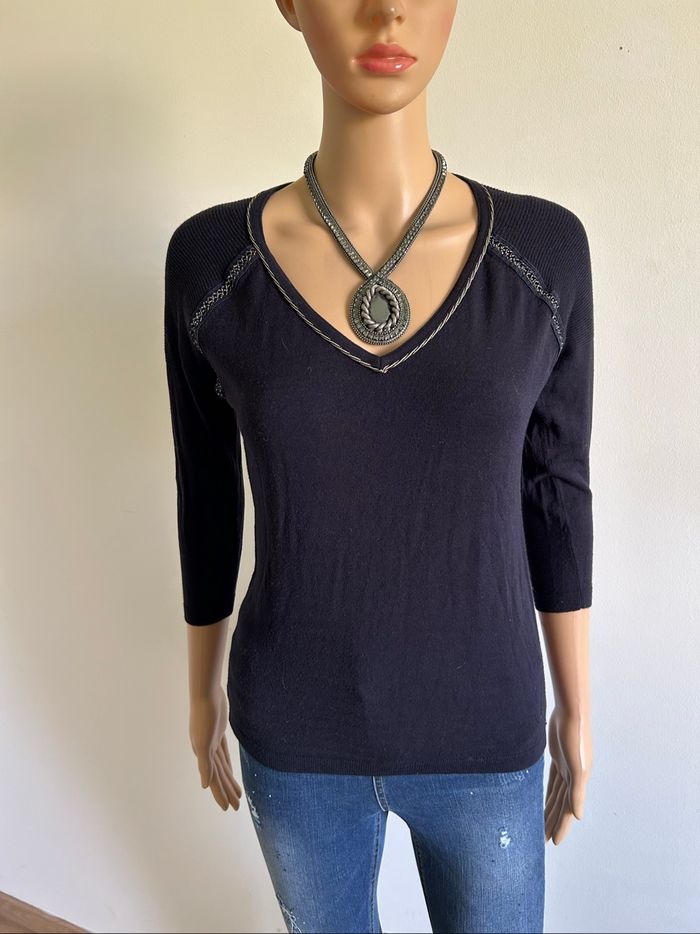 Pull bleu marine à manches courtes Morgan taille S TBE