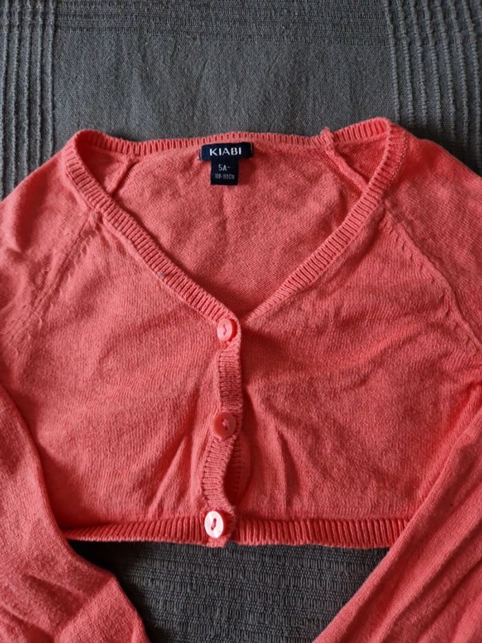 Gilet court cardigan corail - photo numéro 2