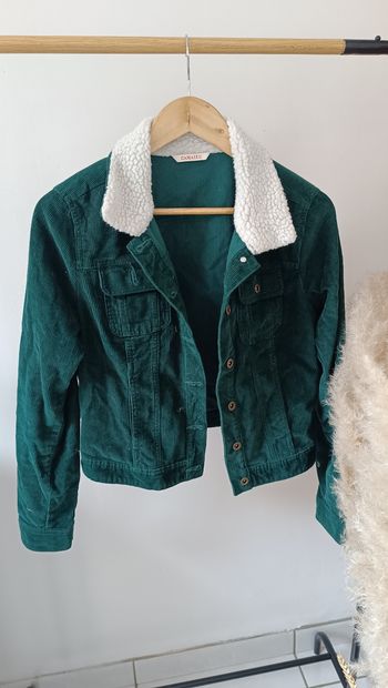 Veste velours vert Camaïeu 