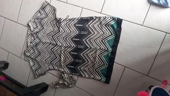 Robe camaieu satin noire beige verte 38 tbe