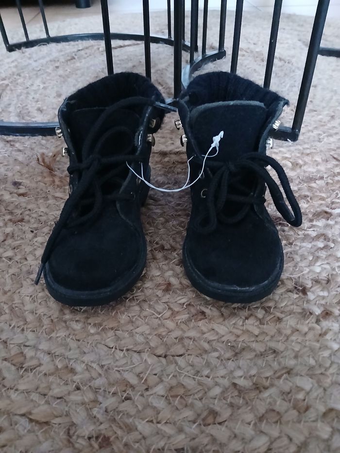 Paire de Botines lacets nubuck noir 25 - Teens - photo numéro 3