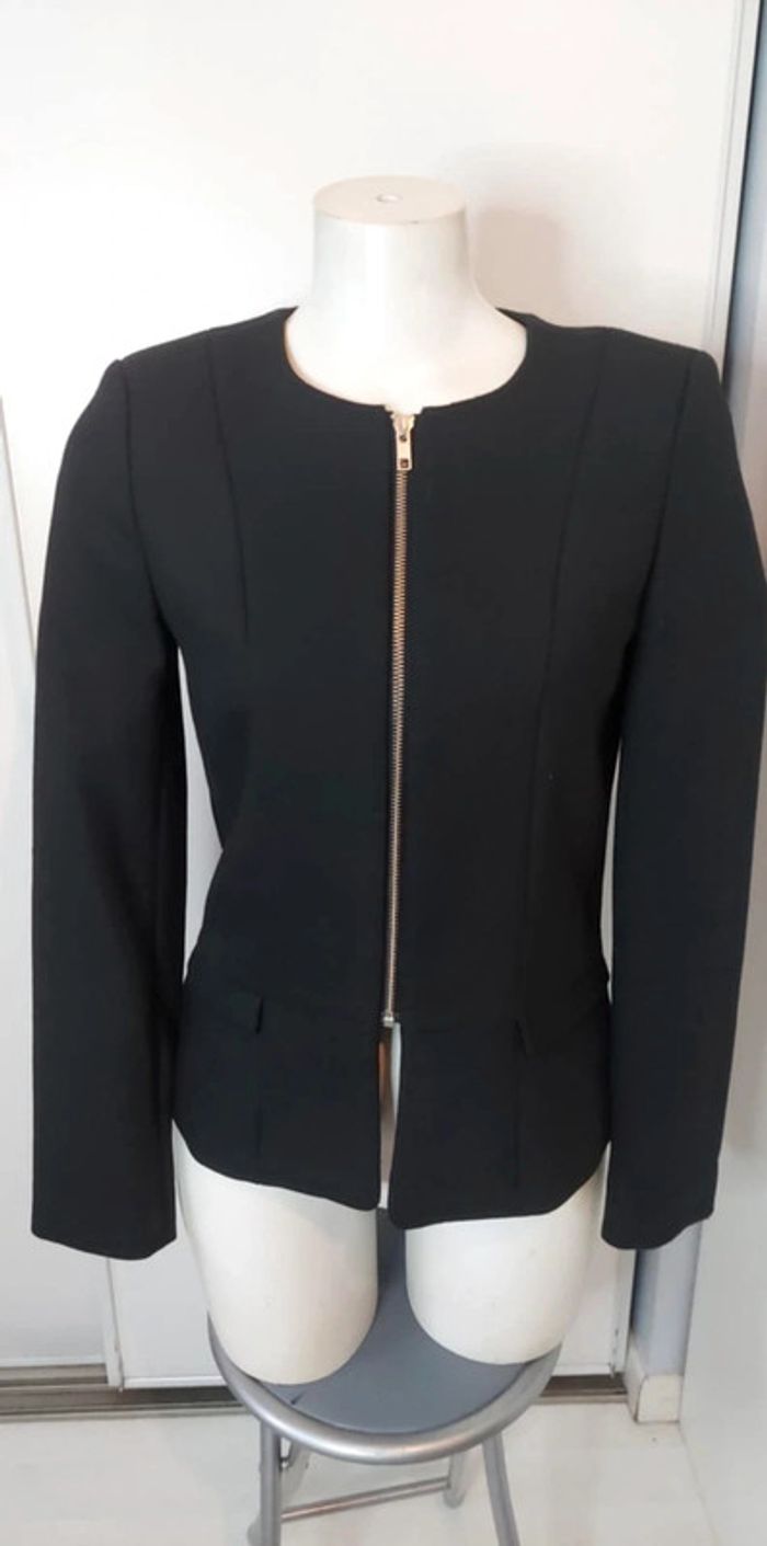 Veste blazer noire Zip dorée 36 naf naf - photo numéro 2